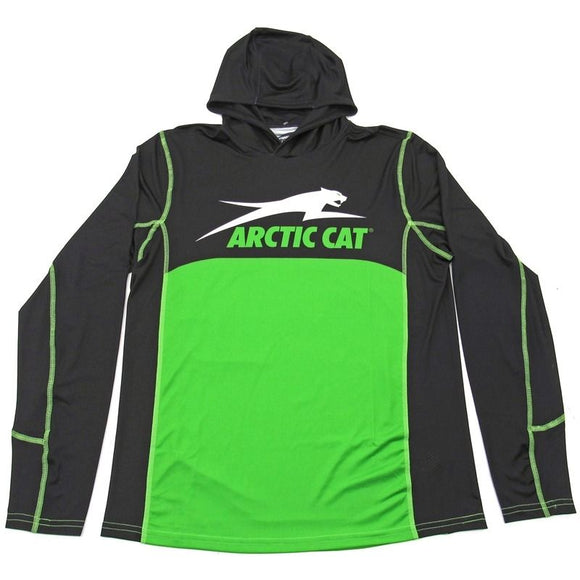 Men's Performance Hooded Long Sleeve - Black & Green - 5314-24*