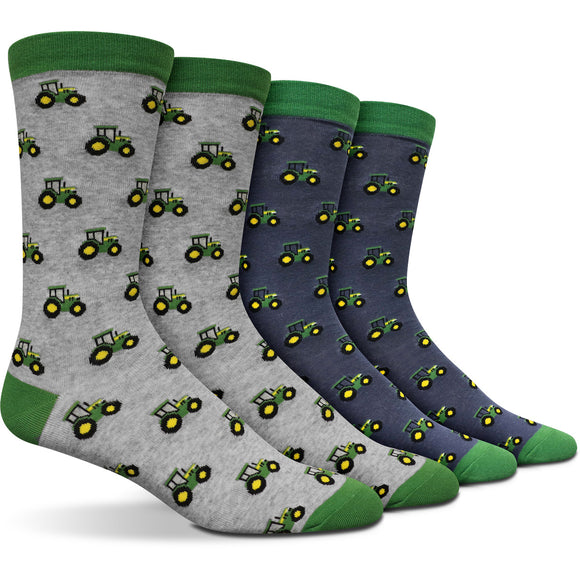 Grey & Navy Tractor Novelty Socks