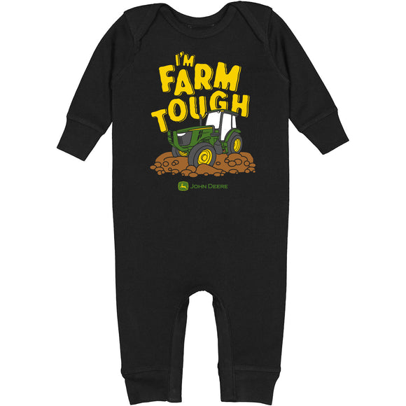 Infant Black I'm Farm Tough Romper