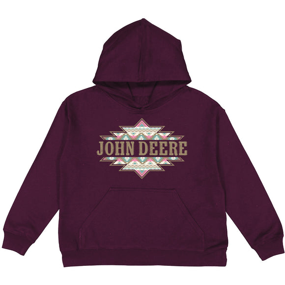 Youth Burgundy Aztec Badge Hoodie