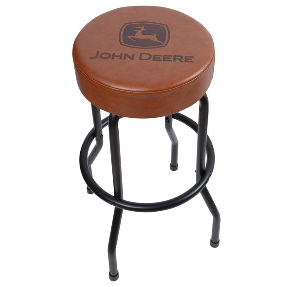 Matte Brown Garage Stool with Black Legs
