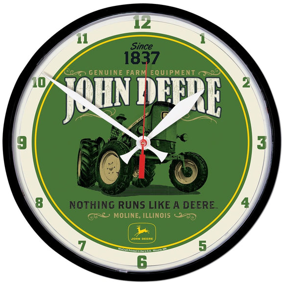 Green Nothing Runs Like A Deere Clock