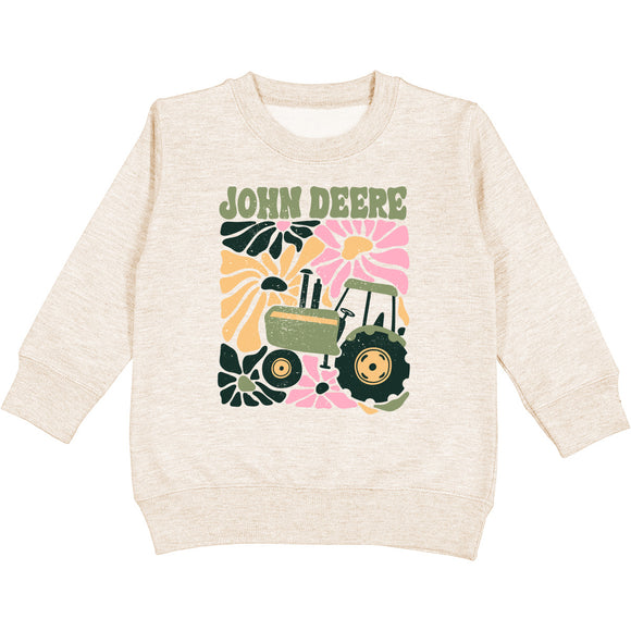 Toddler Oatmeal Retro Floral Crew Fleece