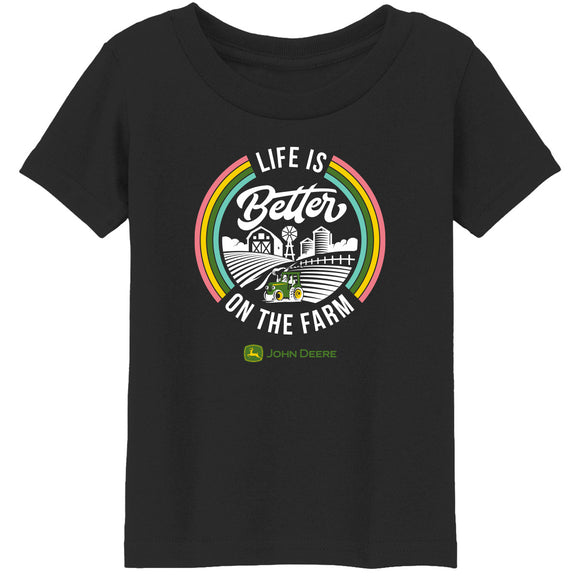 Toddler Black Rainbow Better On The Farm Tee