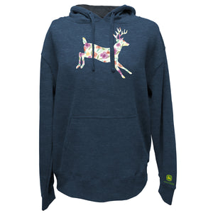 Women's Navy Floral Buck Hoodie