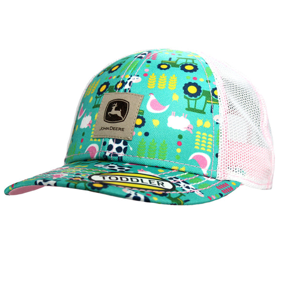Toddler Turquoise with White Mesh Animal & Tractor Cap